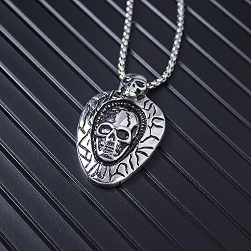 Stainless Steel Square Pearl Chain Punk Necklaces for Men