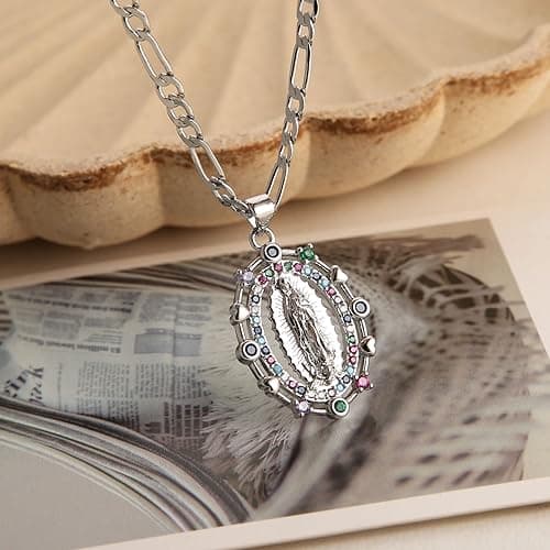 14K Gold Plated Virgin Mary Necklace for Women and Girls