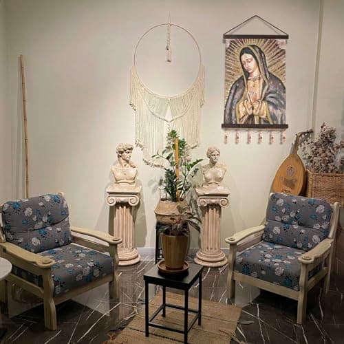 HZMAN Virgin Mary Retro Wall Art - Handmade Picture of Our Lady Guadalupe for Living Room or Bedroom, Framed 17x12 Inch