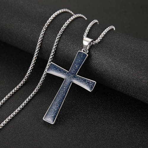 HZMAN High Polished Stainless Steel Cross Pendant Necklace for All