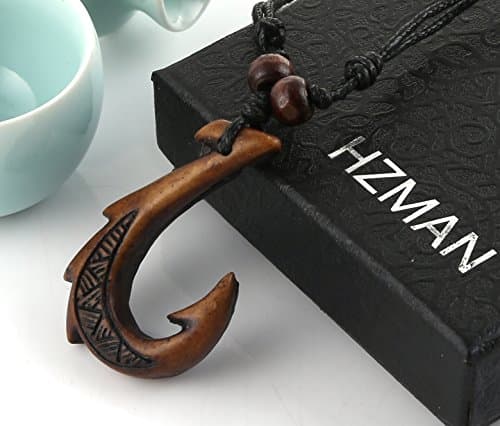 HZMAN Fish Hook Pendant Necklace - Maori Tribal Style