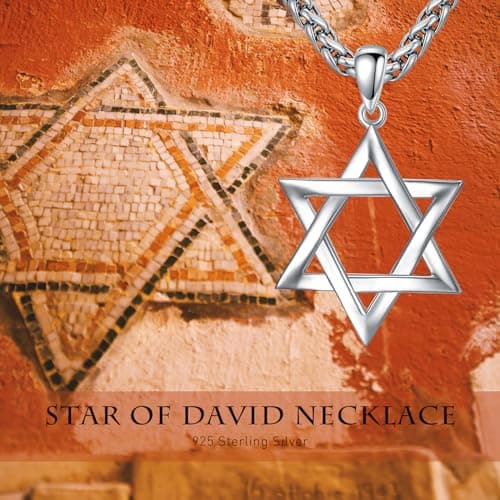 Stainless Steel Star of David Necklace, Sterling Silver, 22+2 Inches