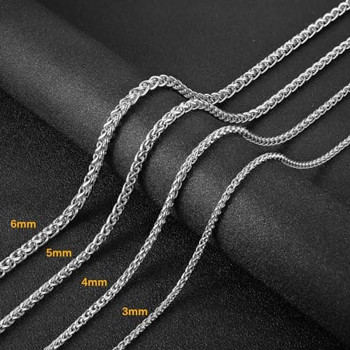 3.0 mm Stainless Steel Wheat Silver Chain Necklaces for Men & Women - 16 to 30