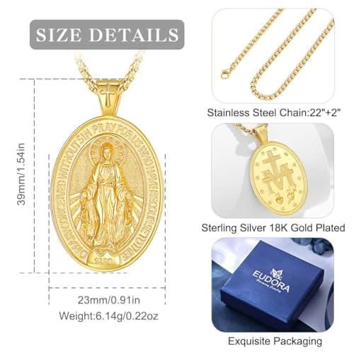 Sterling Silver Religious Necklace for Men and Women