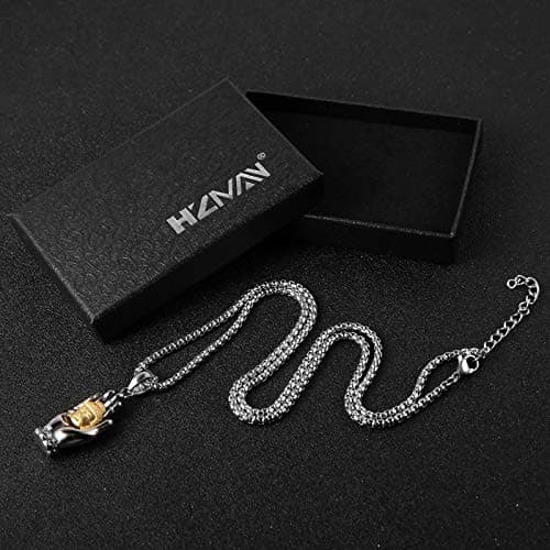 HZMAN Vintage Stainless Steel Tibetan Amitabha Buddha Pendant Necklace