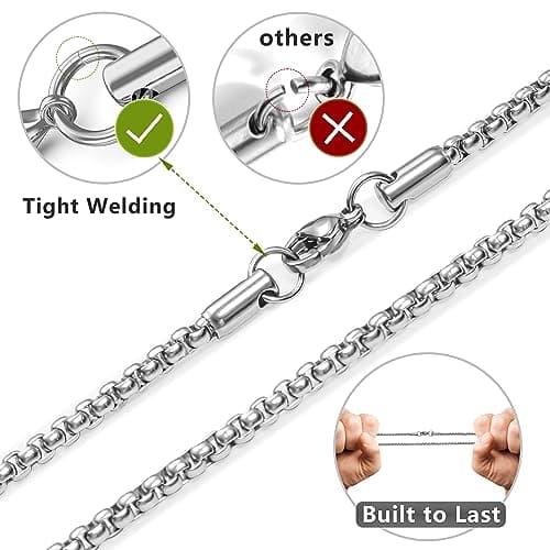 Romass Men's Stainless Steel Silver & Black Cross Necklace 16-30 inches