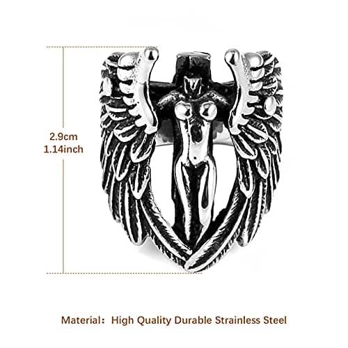 Vintage Angel Wing Stainless Steel Ring
