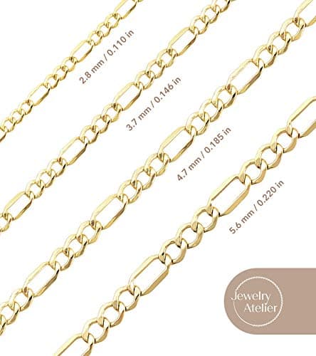 Gold Chain Necklace Collection for Women and Men - 14K Solid Yellow Gold Filled Figaro Chain Necklaces