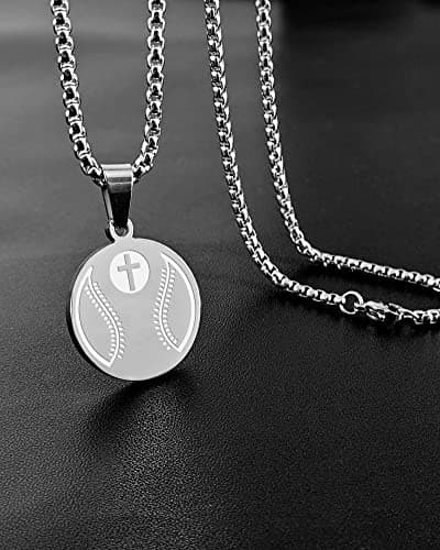 Stainless Steel Sports Pendant Necklace with Bible Verse - Luke 1:37