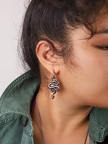 Sacina Gothic Punk Snake Dangle Earrings, Grunge Jewelry Gift for Women