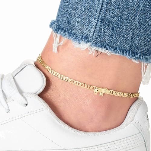 Barzel 18K Gold Plated Flat Marina Elephant Anklet, Made in Brazil