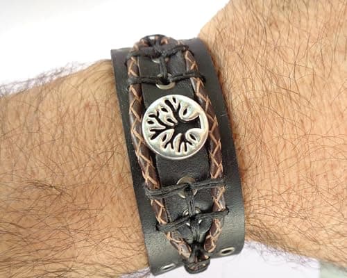 Tree of Life Leather Bracelet for Men - Christian Gift