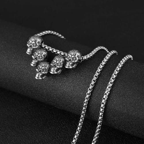 Men's Stainless Steel Gothic Punk Skull Head Necklace – HZMAN Jewelry Gift