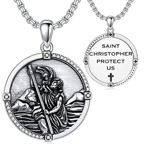 Seiyang Saint Necklace - 925 Sterling Silver Patron Amulet for Men and Women (with Gift Box)