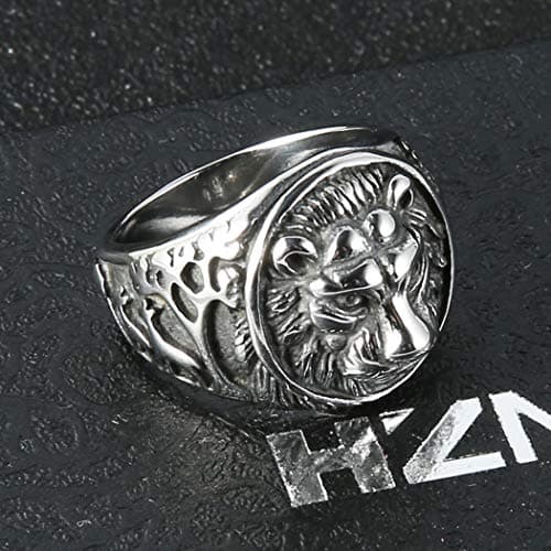 HZMAN Lion Head Shield Biker Ring