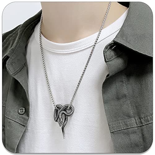 Stainless Steel Snake Pendant Necklace by PEAS Punk Jewelry