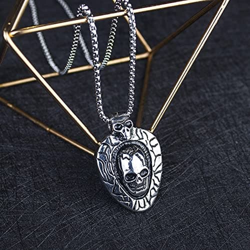 Stainless Steel Square Pearl Chain Punk Necklaces for Men