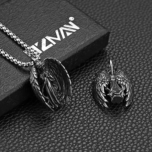 HZMAN Guardian Angel Pendant Necklace for Women Stainless Steel Jewelry