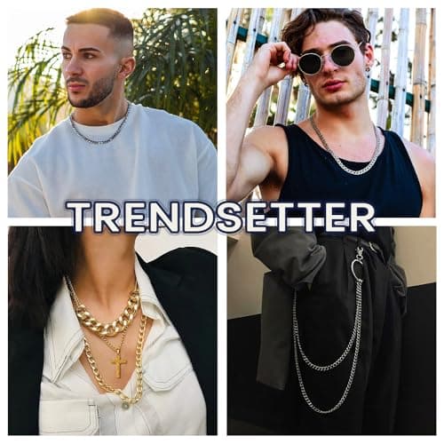 Men's Stainless Steel Cuban Link Chain Necklace, Silver/Black/Gold Plated, 4/6/9mm, 18-30 inches, Gift Jewelry
