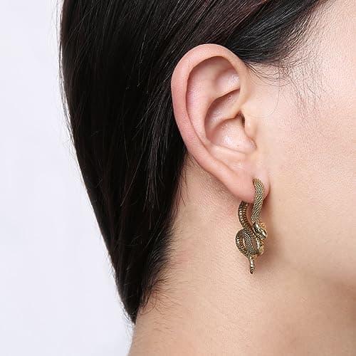 HZMAN Gothic Green Eye Snake Earrings for Men & Women