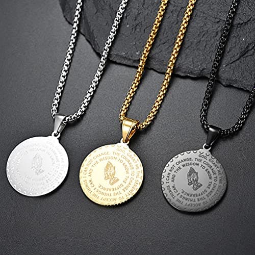 Christian Serenity Prayer Necklace with Lord's Prayer Pendant