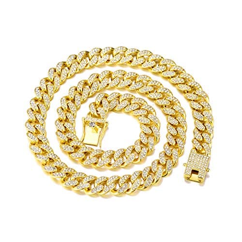 Men's Gold & Silver Plated Cuban Link Miami Necklace, 18-24 Inch Diamond Chain
