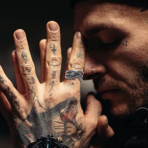 Stainless Steel Gothic Punk Snake Ring for Men Size 8-13