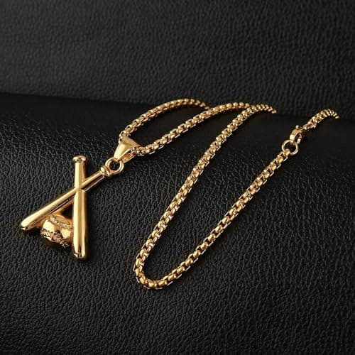 Naivo Fashion Baseball Stainless Steel Pendant Necklace 24'' Chain