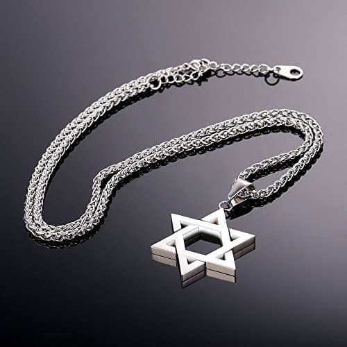 Star of David Necklace for Men and Women - Gold/Stainless Steel Hexagon Pendant
