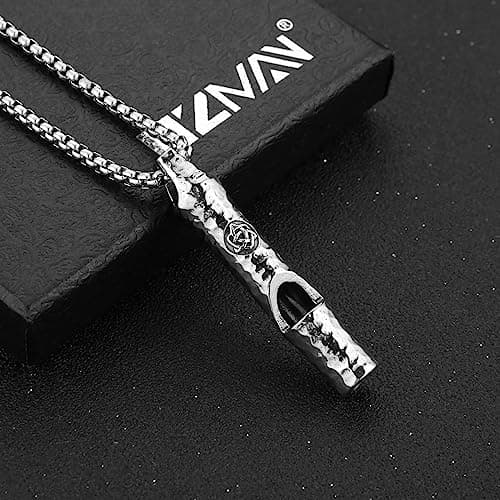 HZMAN Retro Gothic Wolf Whistle Necklace for Adults Outdoor Survival and Dog Training