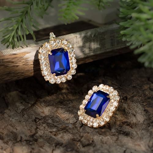 HZMAN Crystal Stud Earrings for Women Bridal & Wedding Party Jewelry