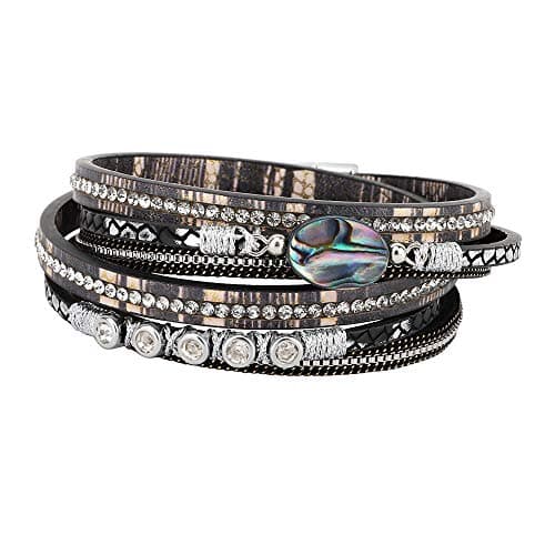 Emibele Layered Rivet Leopard Bohemian Bracelet for Women
