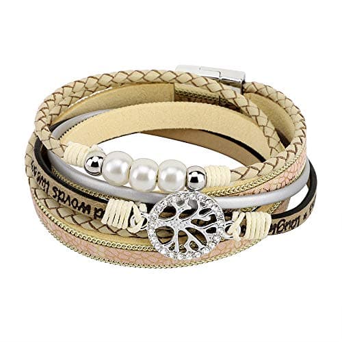 Emibele Layered Rivet Leopard Bohemian Bracelet for Women