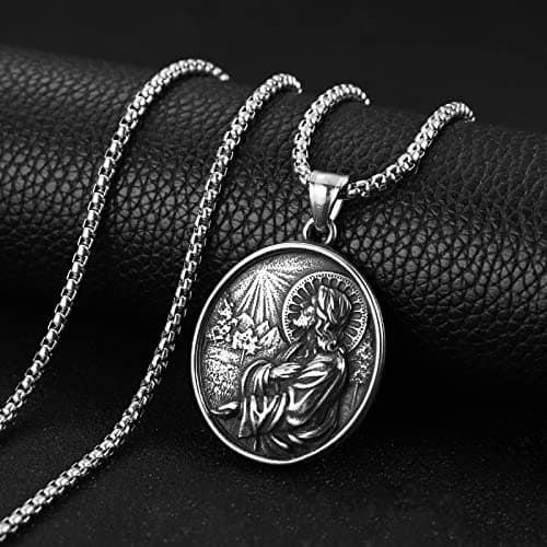 HZMAN Stainless Steel Religious Christian Amulet Pendant Necklace