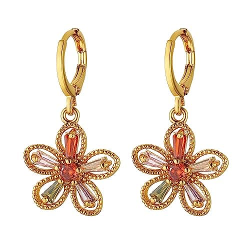 Crystal Flower Earrings for Women Girls