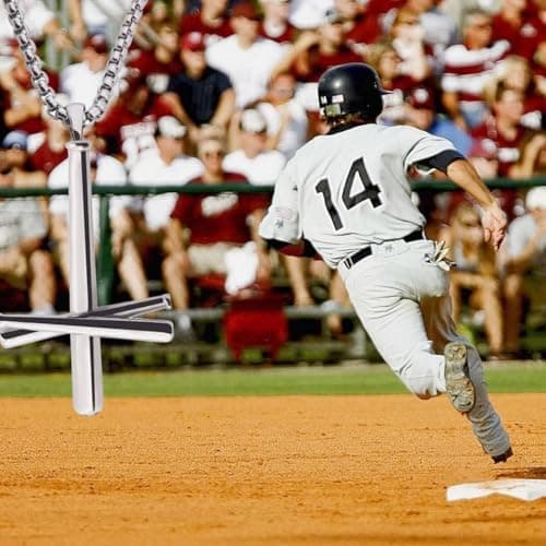 AB Max Stainless Steel Cross Necklace - Upgraded Baseball Bats Design 20" Chain