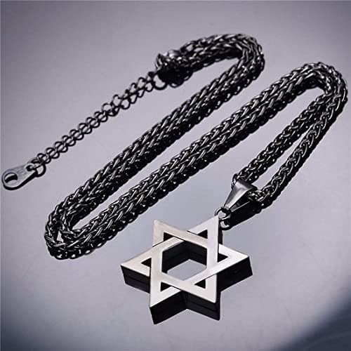 JTTBIGV Stainless Steel Star of David Pendant Necklace for Men & Women Religion Jewelry 24" Chain