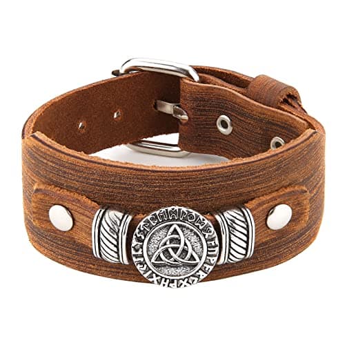 HZMAN Leather Braided Viking Bracelets for Men - Biker Vintage Talisman Jewelry Gift