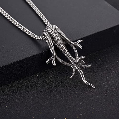 Awinrel Snakes Mamba Surgical Steel Pendant Necklace for All Gender