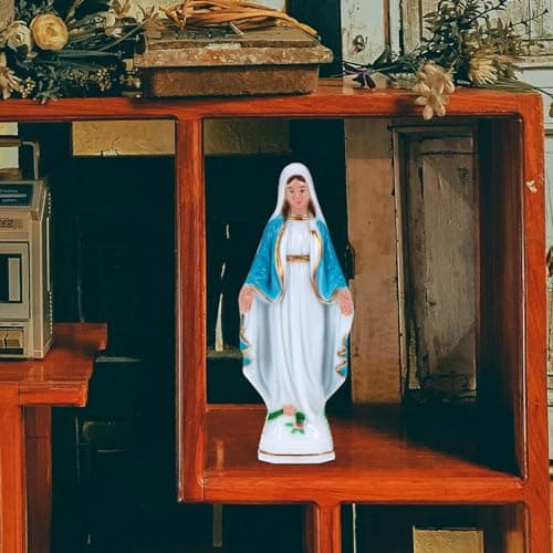 PRETYZOOM Virgin Mary Statue - 6" Blue Plastic Home Decoration