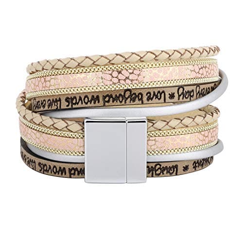 Emibele Layered Rivet Leopard Bohemian Bracelet for Women