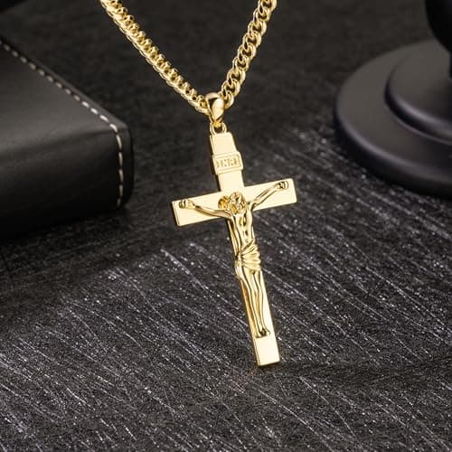 14K Gold Cross Necklace for Men - Versatile and Timeless