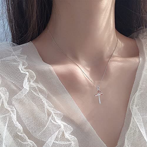 Chenghong Sterling Silver Baseball Cross Pendant Necklace for Men & Women