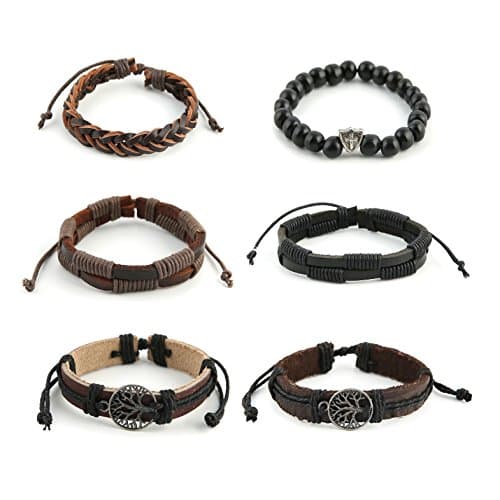 Genuine Leather Tree of Life Bracelets for Men and Women with Tiger Eye Stone and Lava Rock Beads