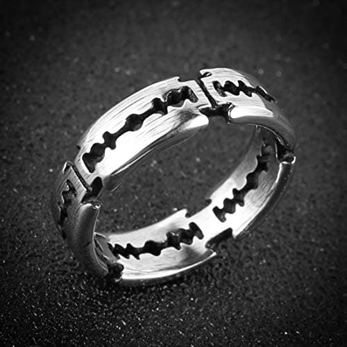 HZMAN Men's Gothic Stainless Steel Double Edge Blades Ring