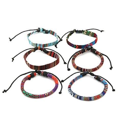 HZMAN Mix 6 Wrap Hemp Cords Bracelets for Men and Women