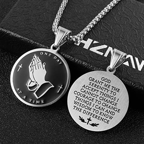 HZMAN Gold Stainless Steel Bible Verse Prayer Jewelry Pendant