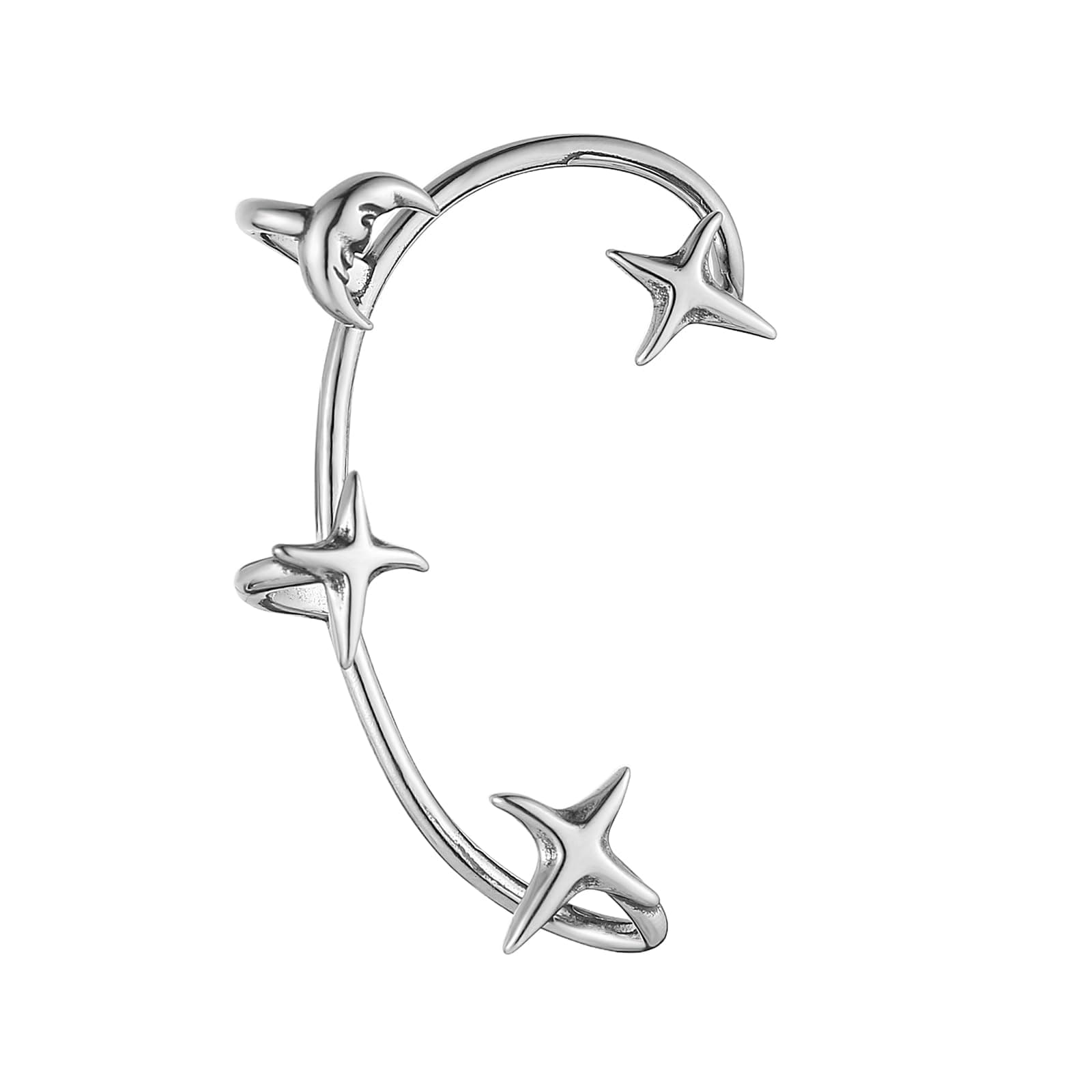 HZMAN Star Moon Ear Cuff Earrings for Women Stainless Steel Jewelry