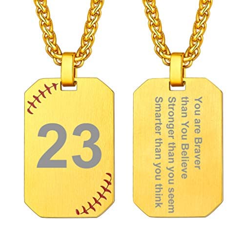 PROSTEEL Personalized Baseball Fan Necklace, Stainless Steel Bat Cross/ Dogtag, Engrave Available, Box Included