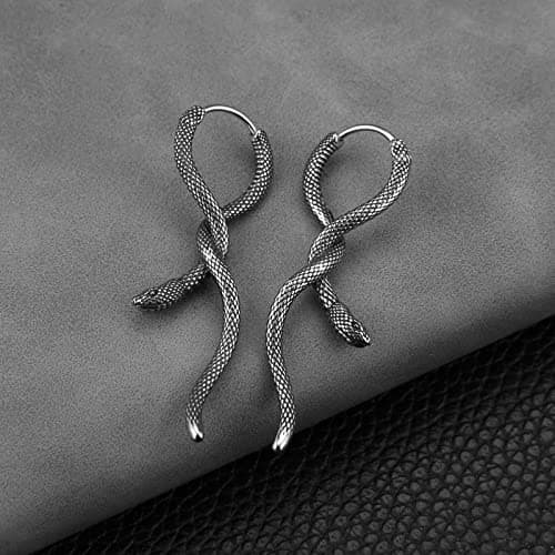 Snake Earrings Stainless Steel Retro Gothic Punk Hoop Earring Biker Party Jewelry Gift